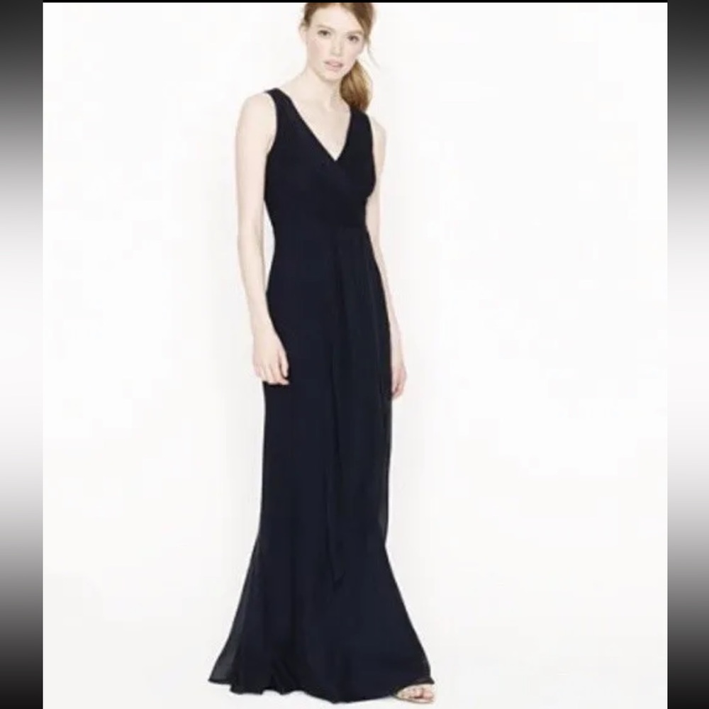 J.Crew black silk Sophia gown size petite 8